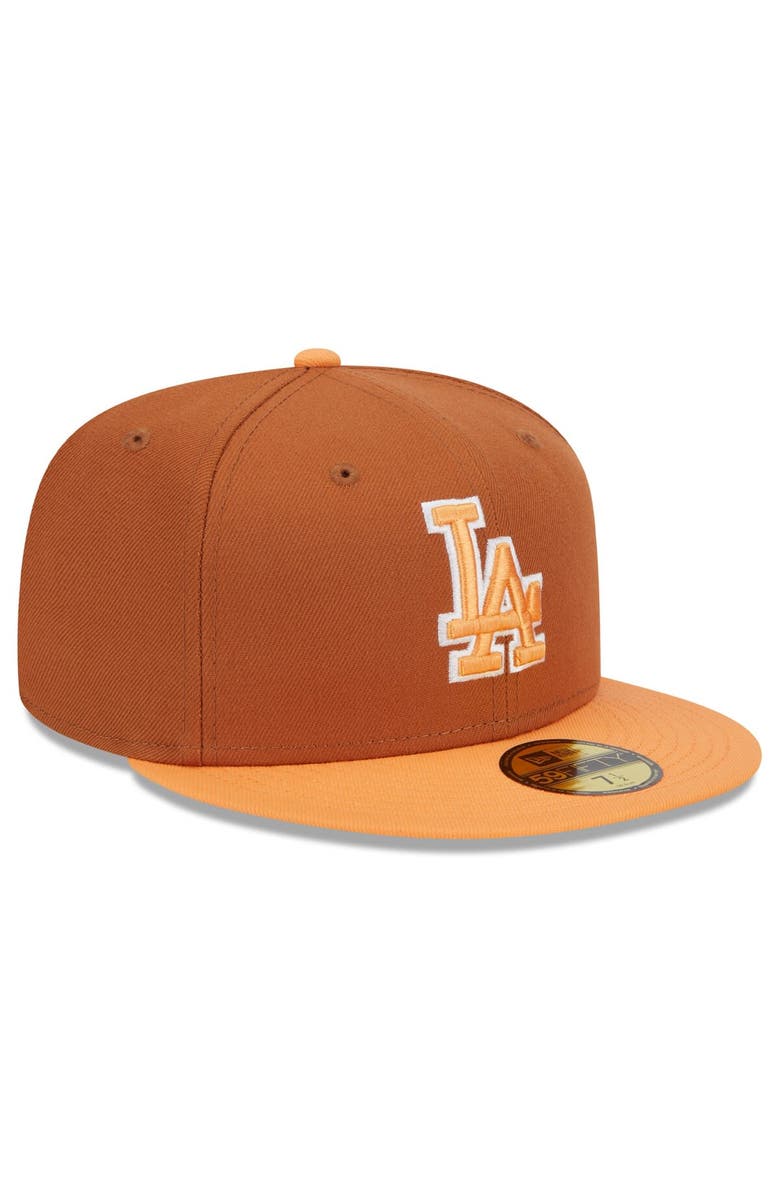 New Era Men's New Era Brown/Orange Los Angeles Dodgers Spring Color Basic Two-Tone 59FIFTY Fitted Hat, Alternate, color, 