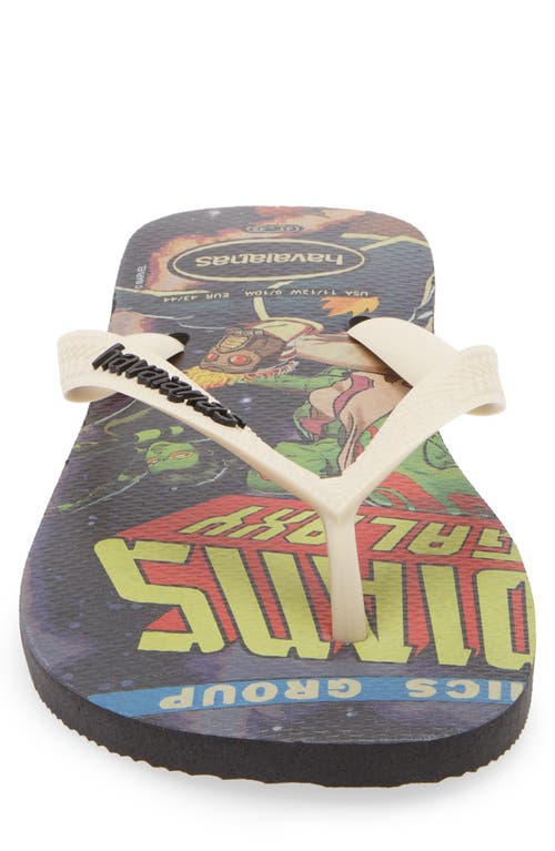Havaianas X Marvel Flip Flop In Black/beige Straw