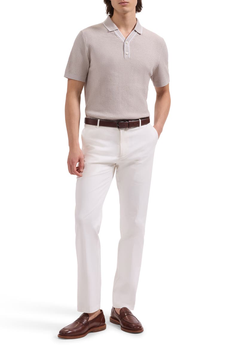 Bugatchi Waffle Stitch Polo Sweater, Alternate, color, Limestone