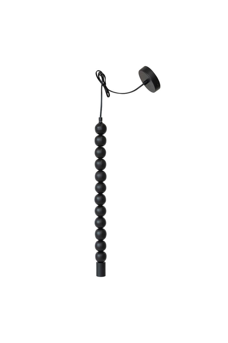 Mango Wood Bead Drop Pendant Lamp, Black, Main, color, Black