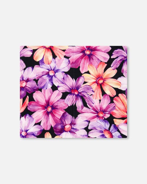 Deux Par Deux Baby Girl's Printed Neck Tube Black With Pink And Orange Flowers In Black Pink And Orange Flowers