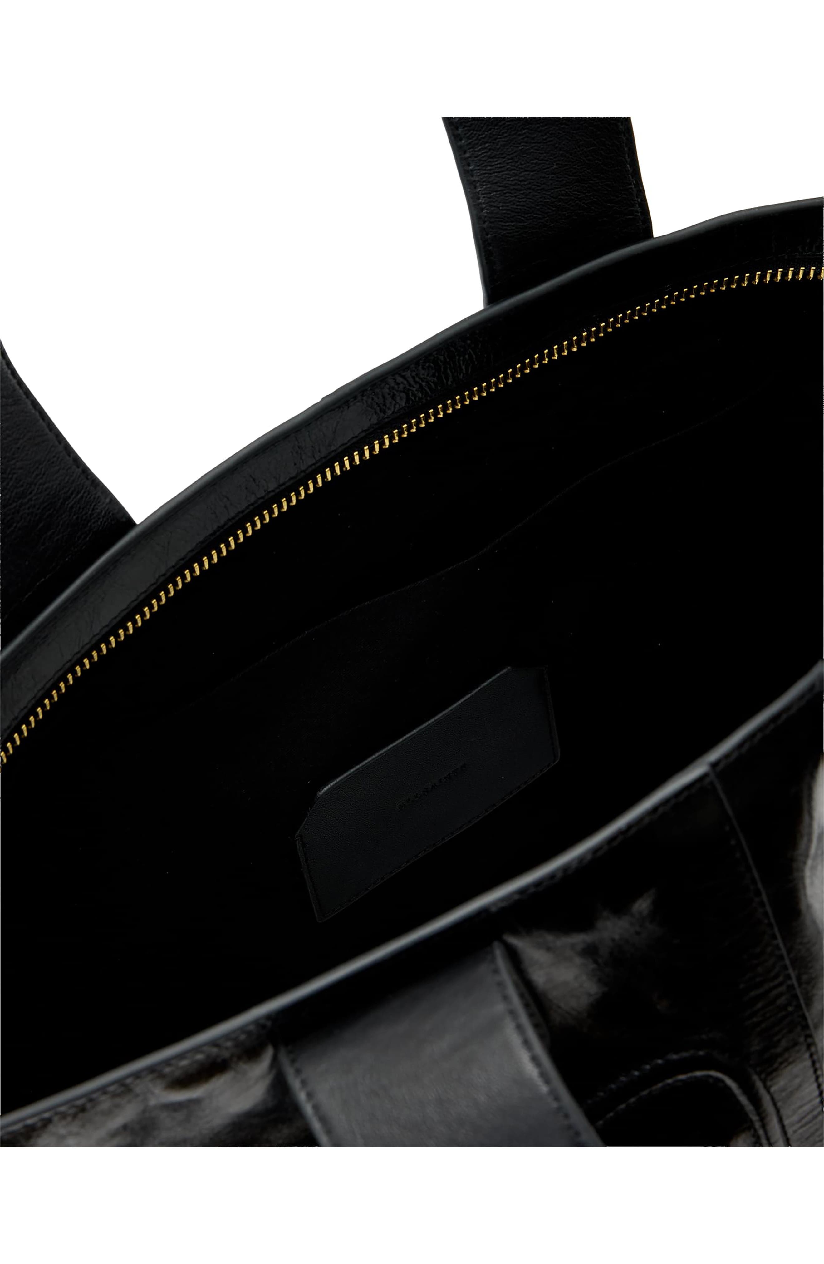 AllSaints Jean Rey Leather Tote, Alternate, color, Black