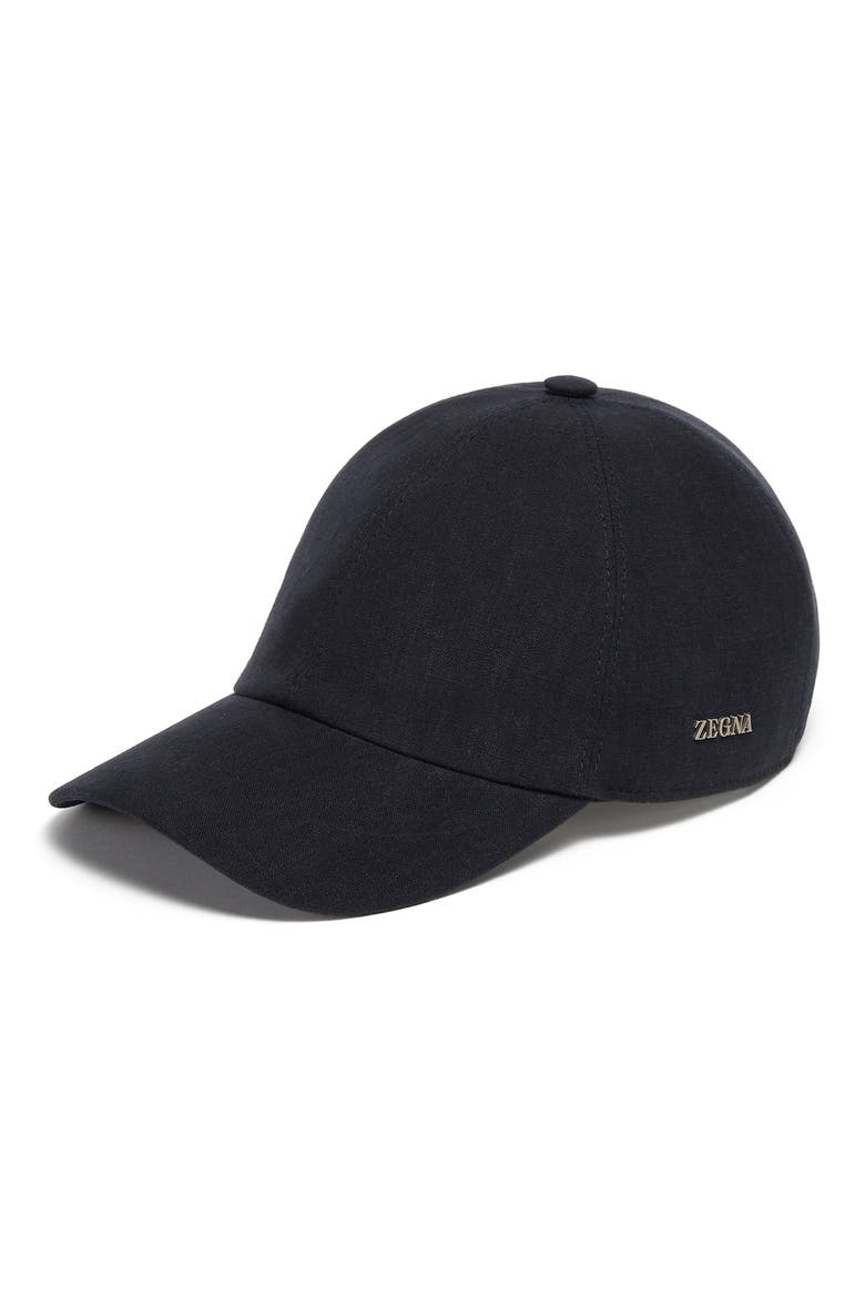 Linen Baseball Cap, Main, color, NAVY