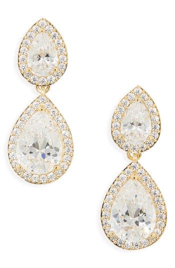 Nadri Halo Drop Earrings In Gold