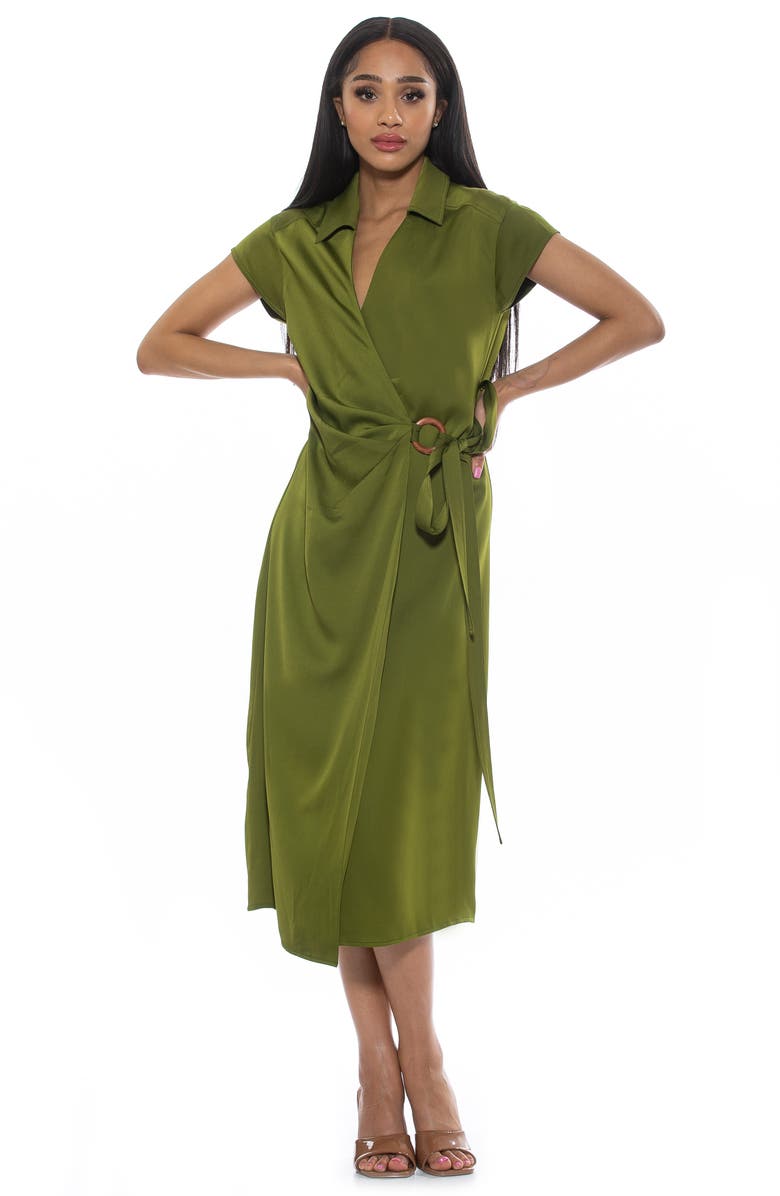Alexia Admor Paris Surplice Wrap Midi Dress, Alternate, color, Sage