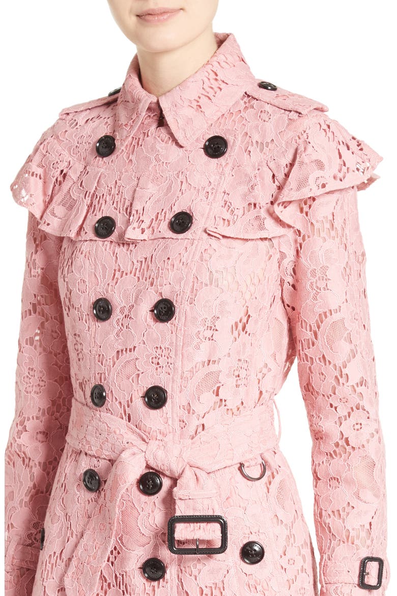 Stanhill Ruffle Lace Trench Coat, Alternate, color, ANTIQUE ROSE