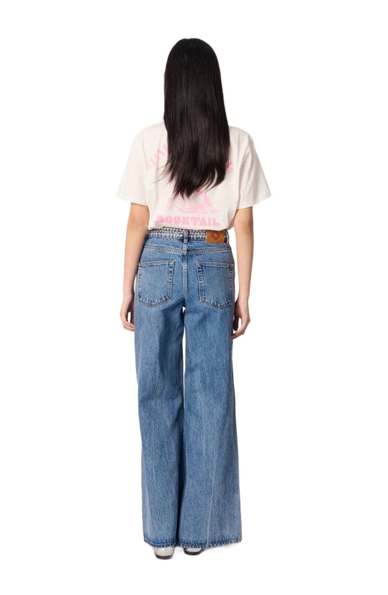 maje Flares jeans with studded waistband, Alternate, color, 