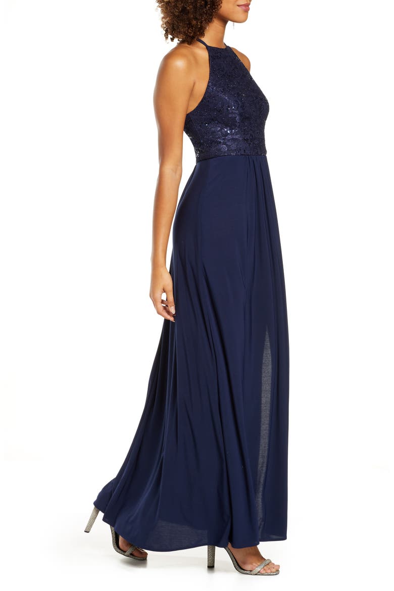 Sequin Lace Gown, Alternate, color, NAVY