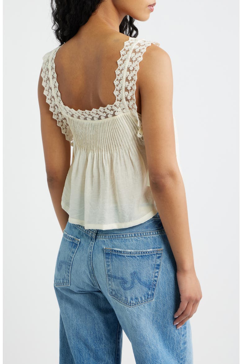 Easten Pintuck Lace Tank, Alternate, color, CREAM