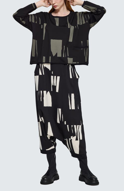 Luukaa Nerina Cropped Graphic Blouse In Black