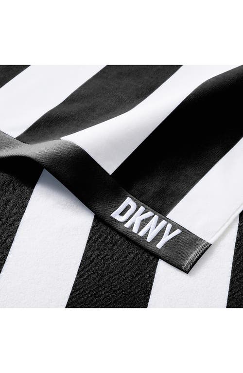 Dkny Cabana Stripe 4-piece Beach Towel Set In Black