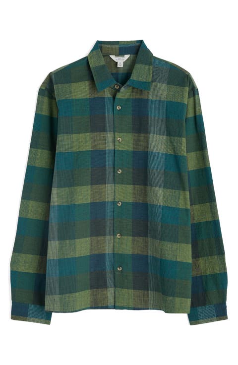 Penmere Plaid Organic Cotton Button-Up Shirt