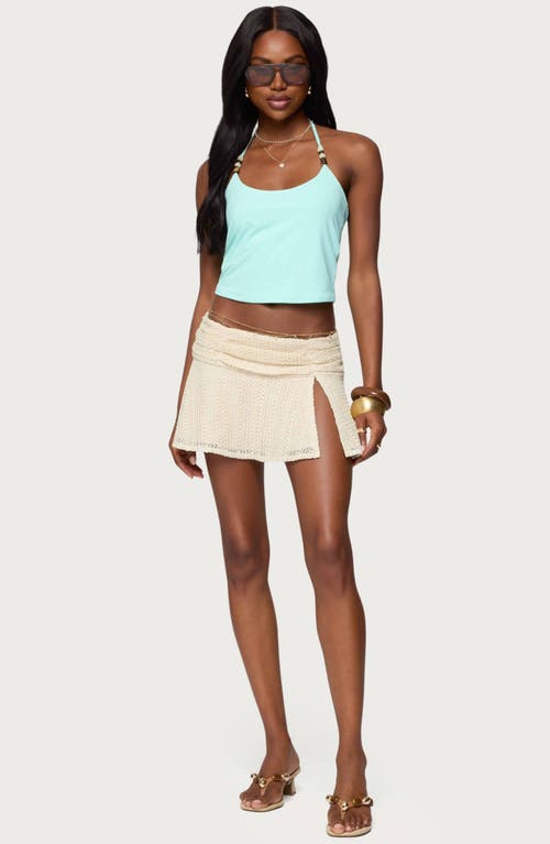 Edikted Radley Beaded Halter Crop Top In Blue