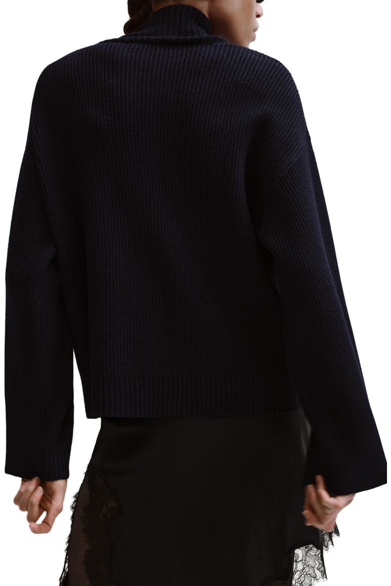 Shoulder Button Mock Neck Sweater, Alternate, color, DARK NAVY
