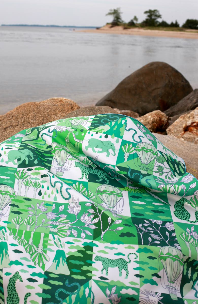 Jessie Zhao New York Double Sided Silk Scarf Of Rainforest Imagination, Alternate, color, Blue