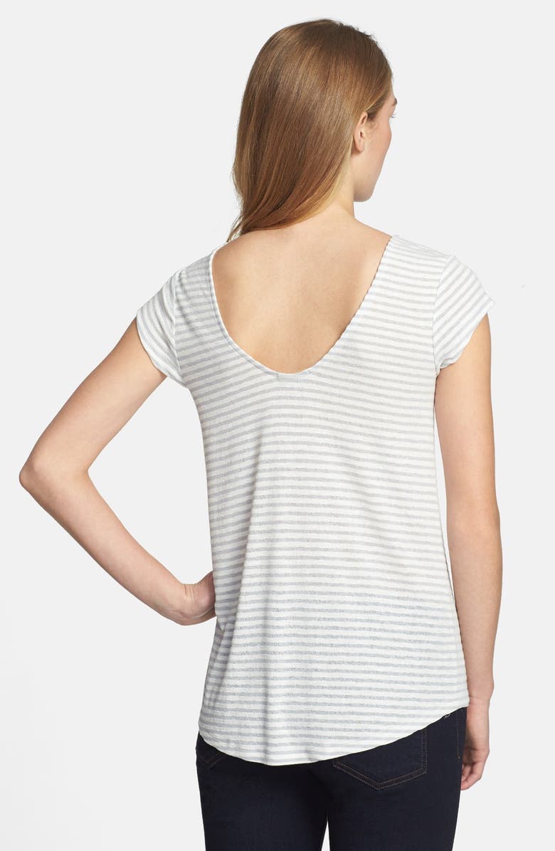 Halogen<sup>®</sup> Stripe Cap Sleeve Scoop Back Tee, Alternate, color, 