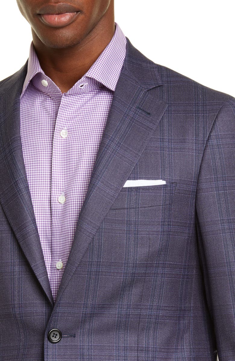 Canali Kei Trim Fit Plaid Wool Sport Coat, Alternate, color, 