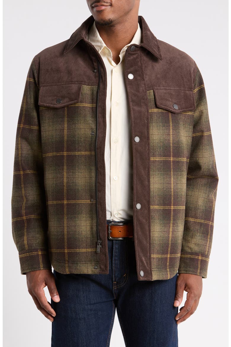 Timberline Hybrid Shirt Jacket, Main, color, OLIVE PLAID