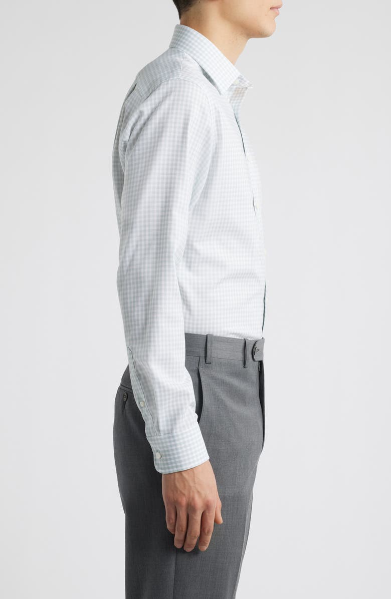 Nordstrom Premium Non-Iron Trim Fit Dress Shirt, Alternate, color, Green Gingham
