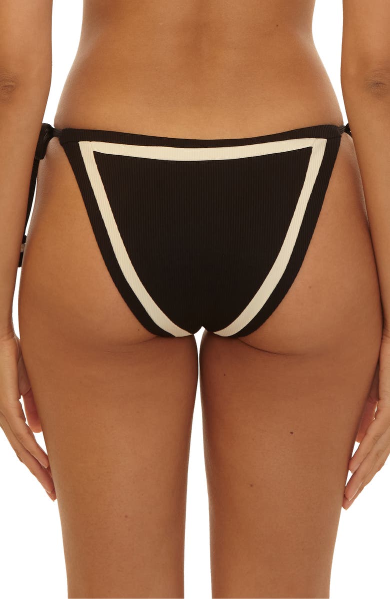 Becca Coast Line Side Tie Bikini Bottoms, Alternate, color, Black/ Tan