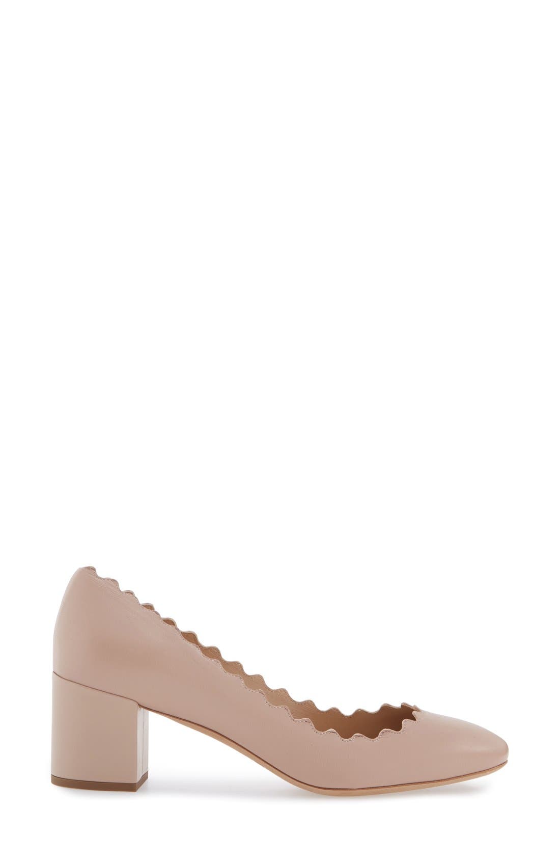 Chloé Lauren Scalloped Pump, Alternate, color, Pink Tea Leather