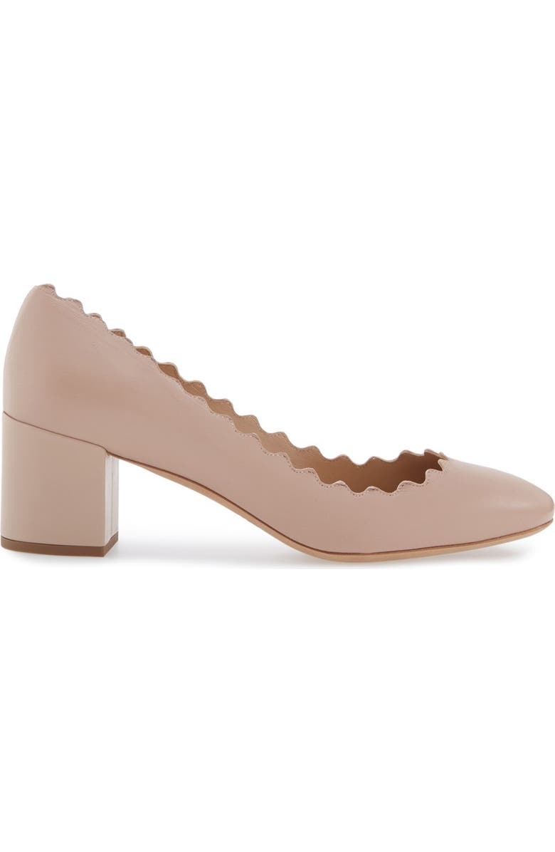 Chloé Lauren Scalloped Pump, Alternate, color, Pink Tea Leather