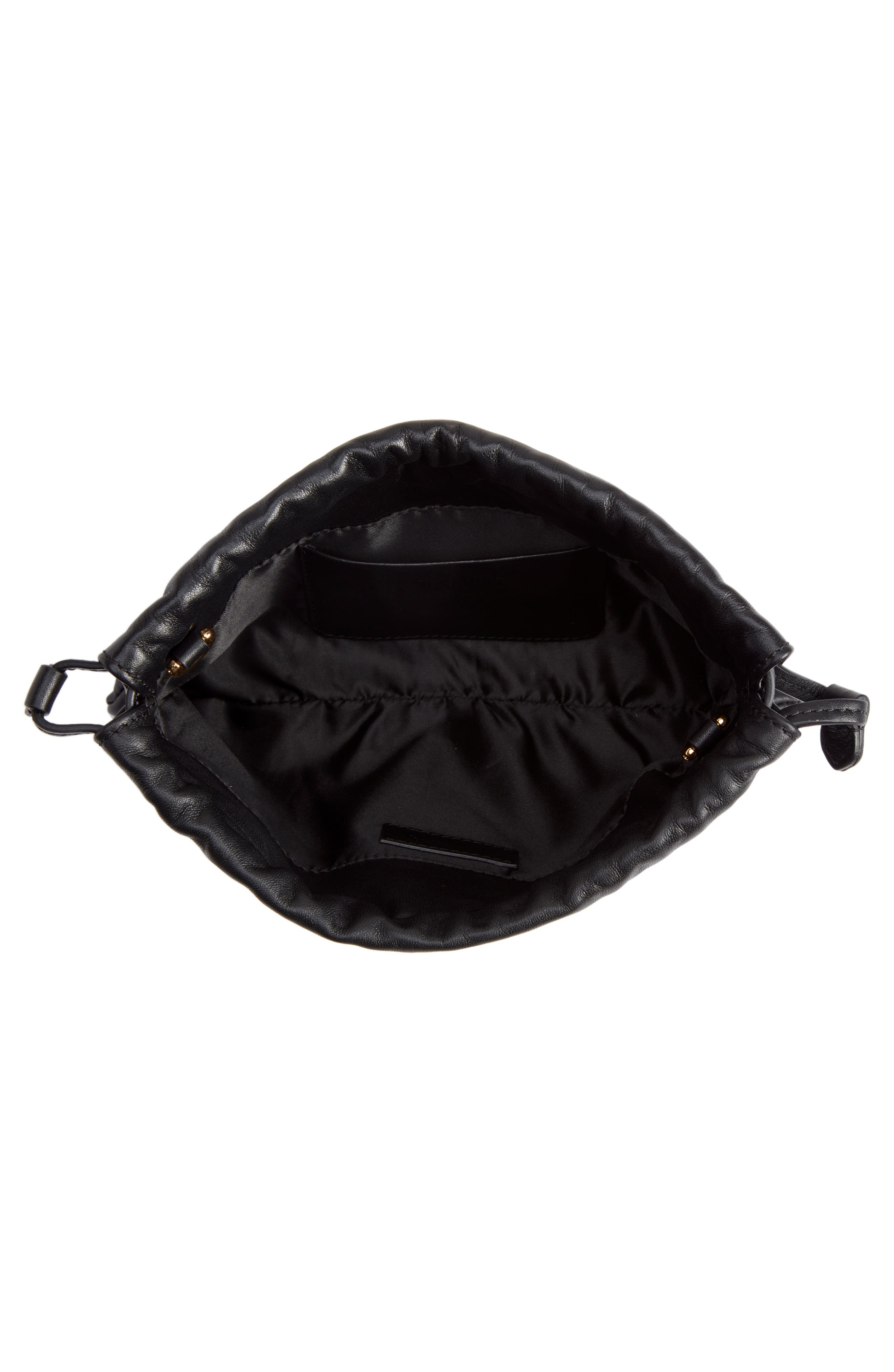 Moschino Logo Leather Drawstring Crossbody Bag, Alternate, color, 