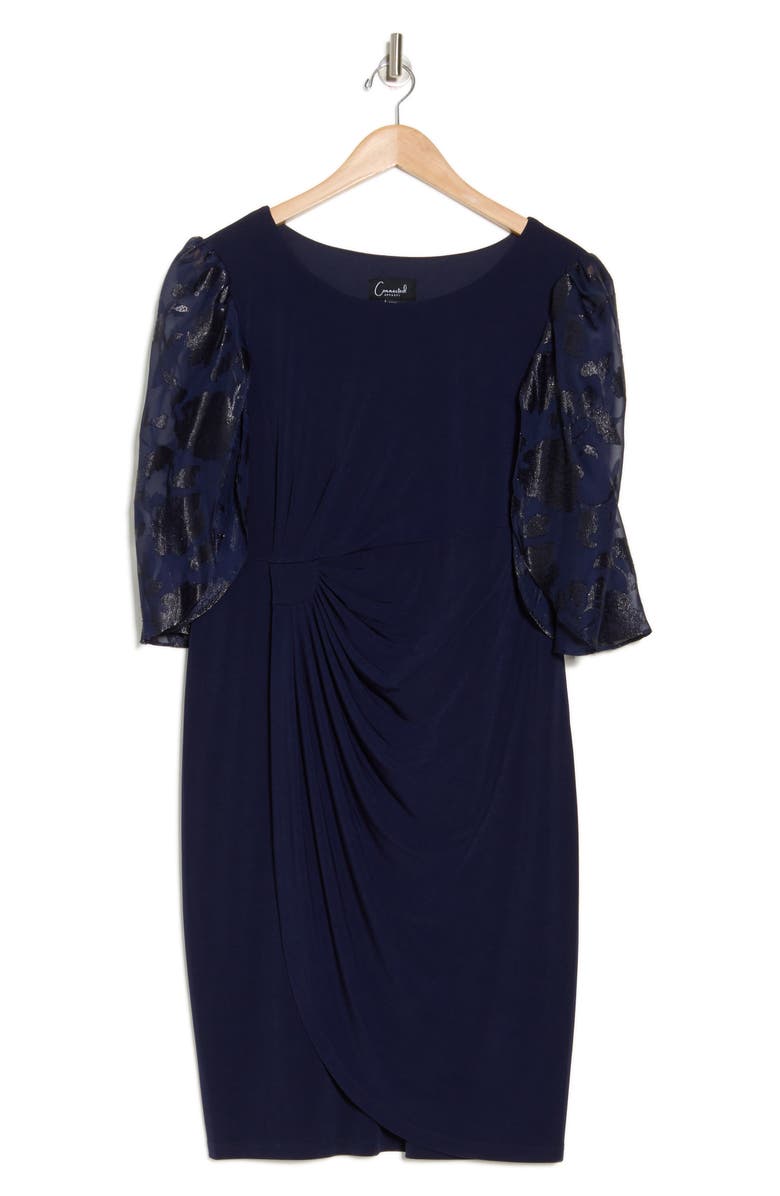 Connected Apparel Flutter Sleeve Faux Wrap Dress, Alternate, color, Midnight