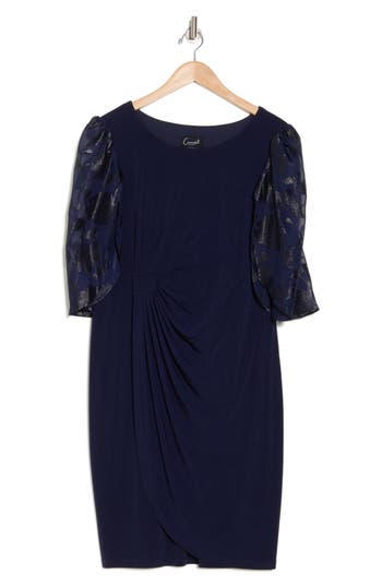 Connected Apparel Flutter Sleeve Faux Wrap Dress