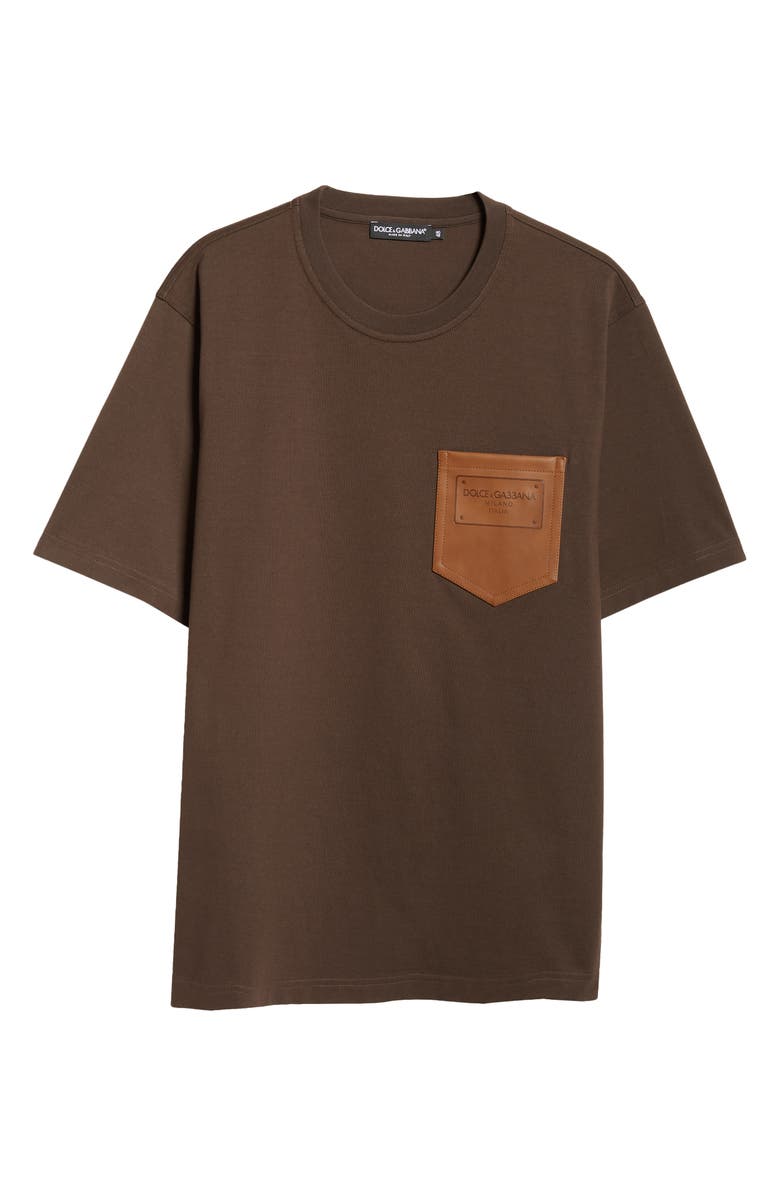 Dolce&Gabbana Leather Pocket Cotton T-Shirt, Alternate, color, 