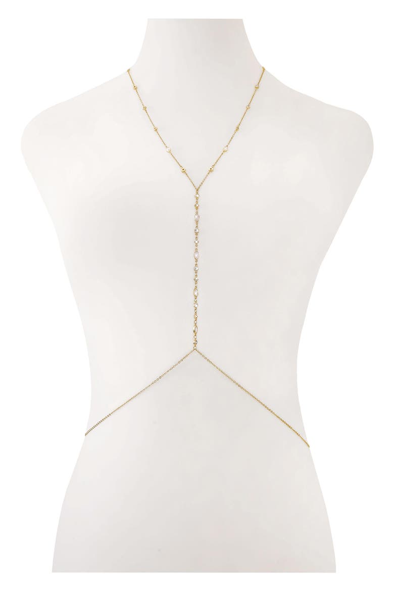 Cubic Zirconia Station Body Chain, Alternate, color, GOLD