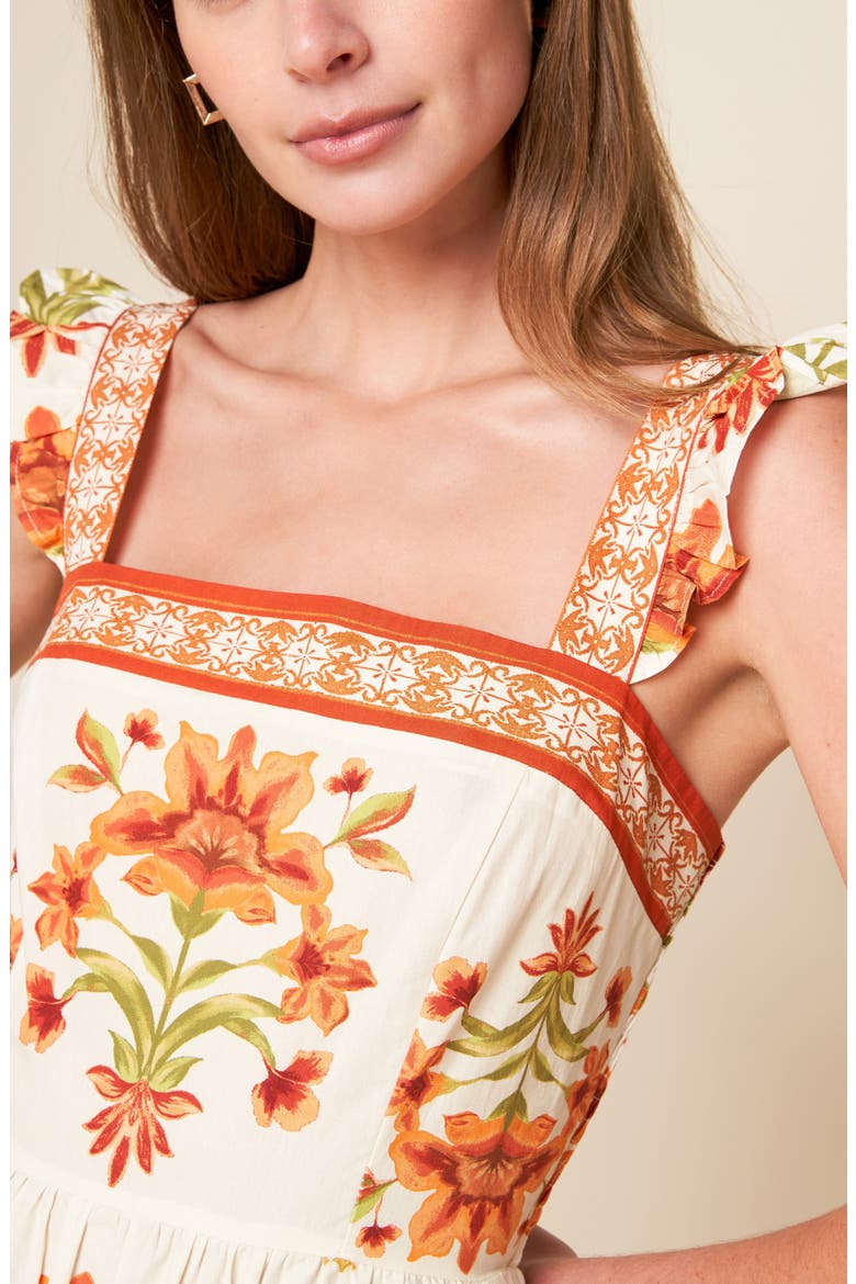 Floral Ruffle Strap Cotton Sundress, Alternate, color, IVORY