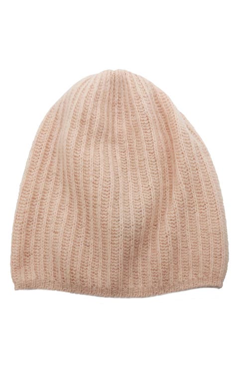 Rib Knit Cashmere Beanie