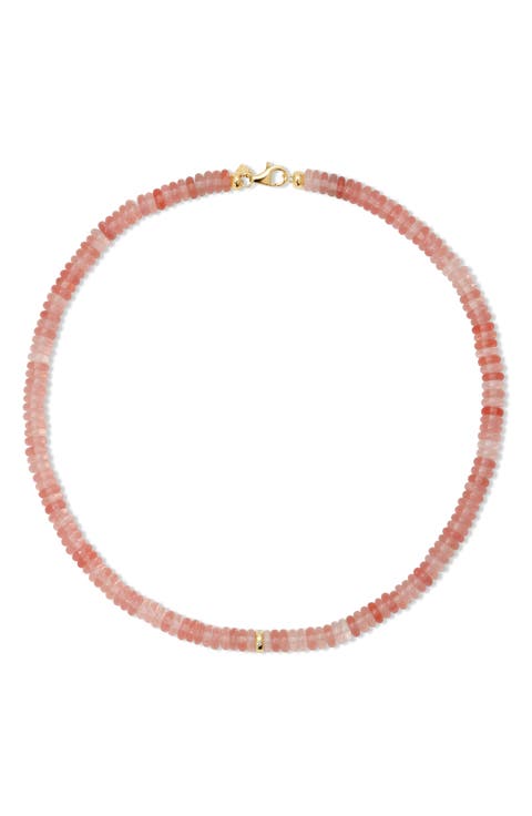 Semiprecious Stone Rondelle Bead Necklace
