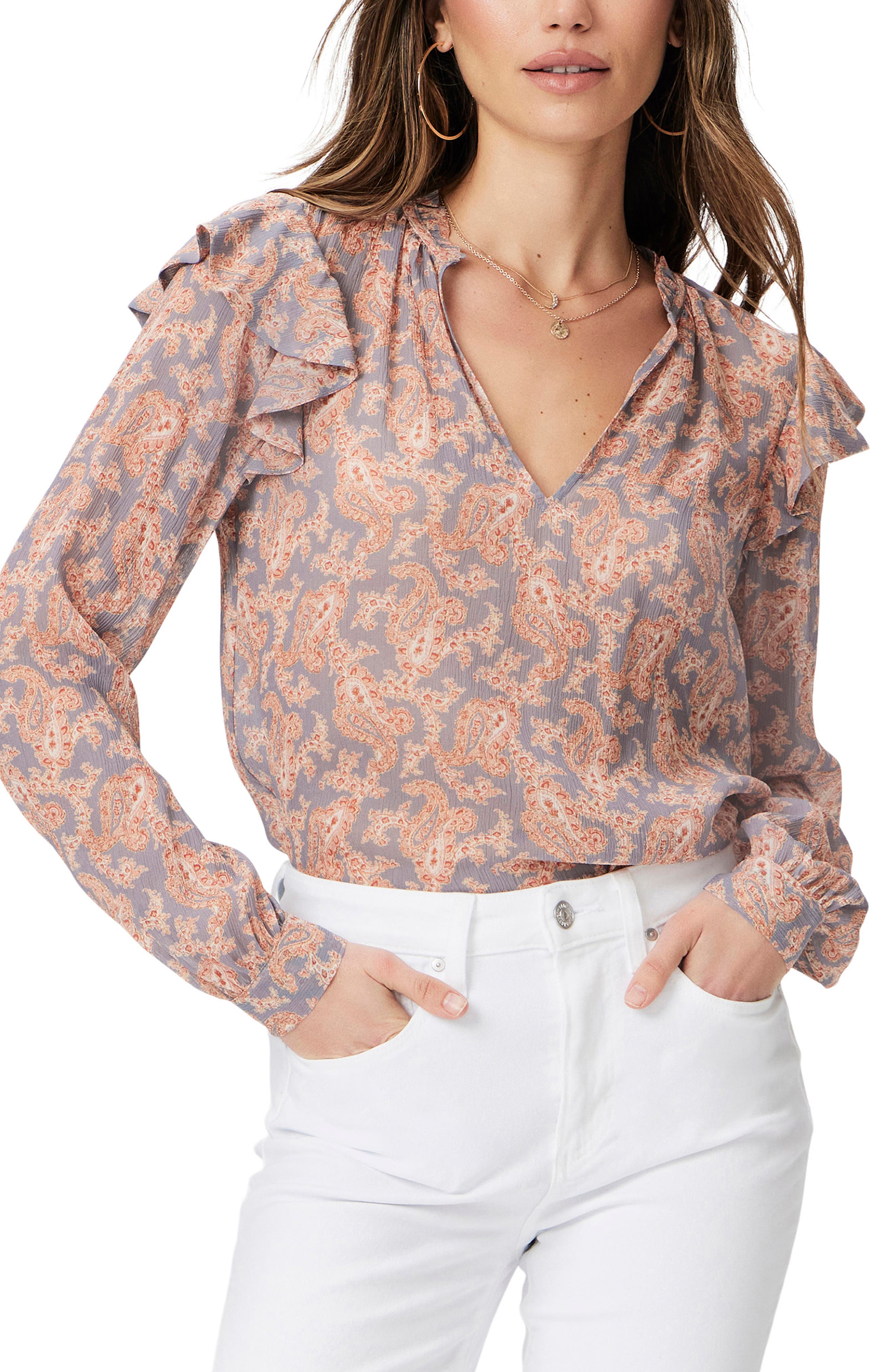 PAIGE Seema Ruffle Silk Top