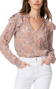 PAIGE Seema Ruffle Silk Top