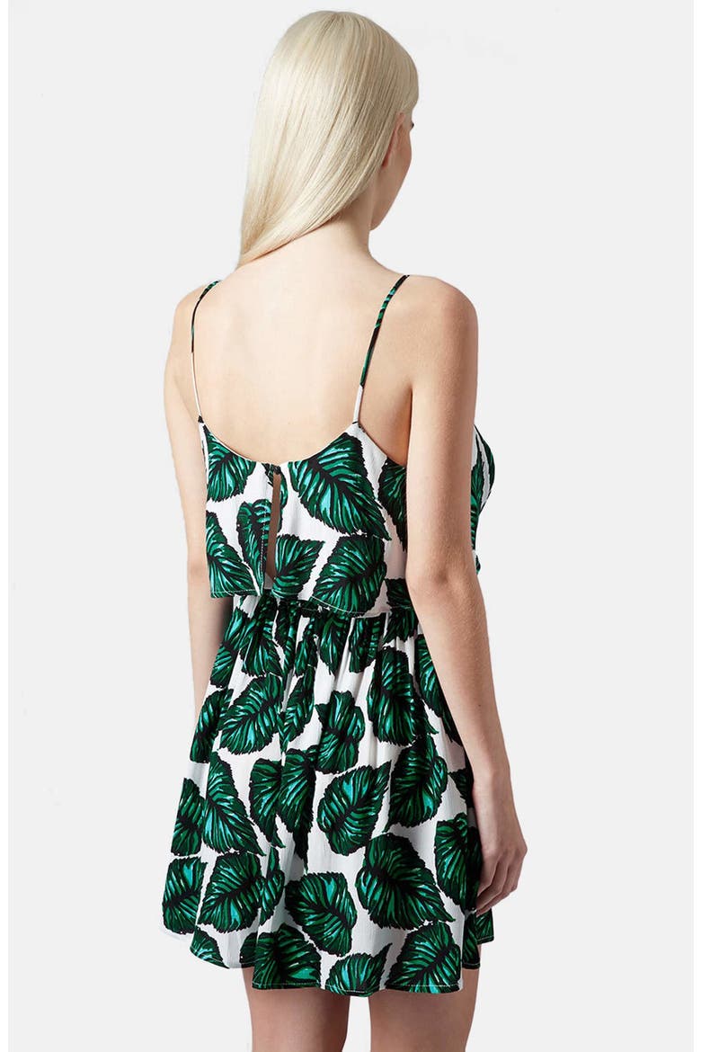 Leaf Print Crinkle Sundress, Alternate, color, LEAF GREEN