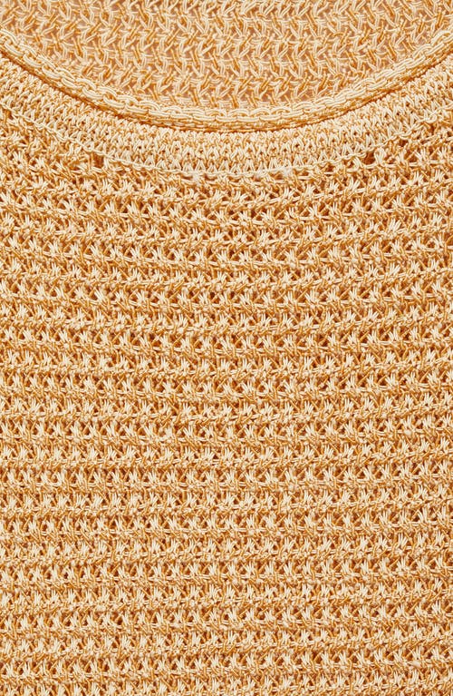 Mango Dorae Textured Short Sleeve Sweater In Medium Brown