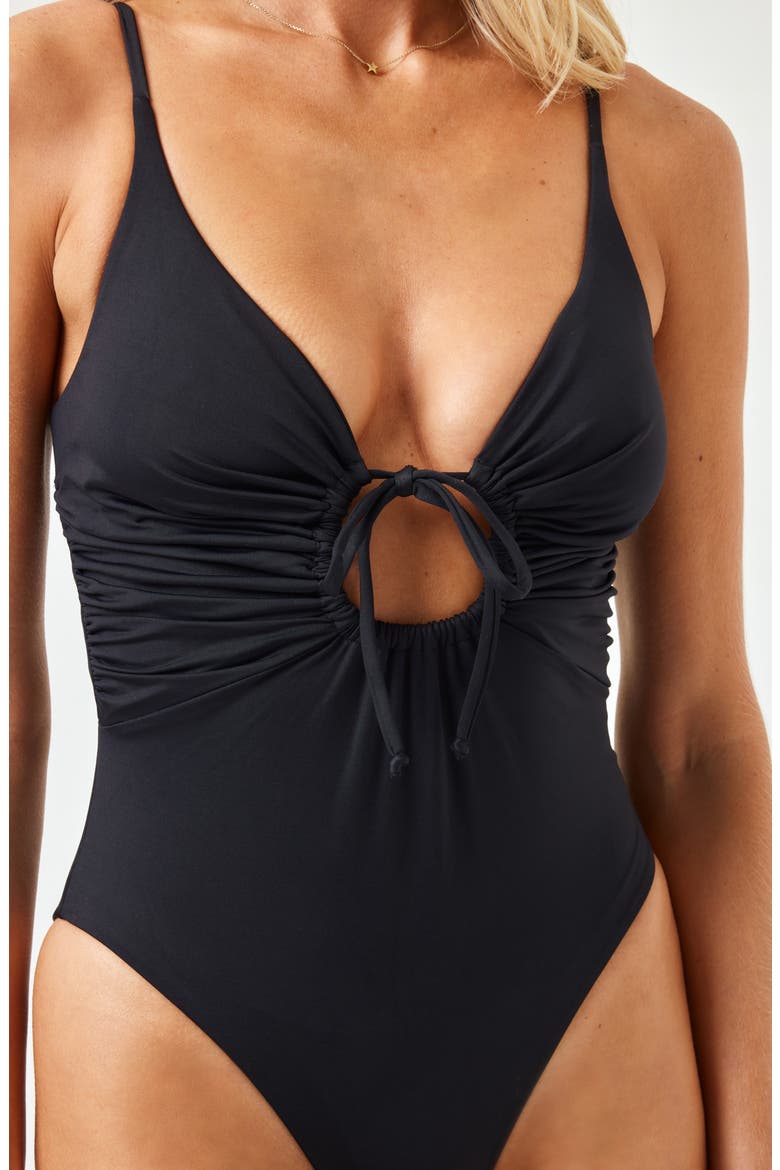 Piper Keyhole One-Piece Swimsuit, Alternate, color, BLACK