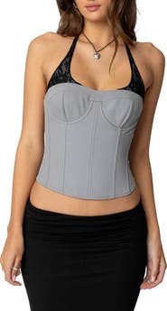 EDIKTED Jara Layered Lace Halter Corset