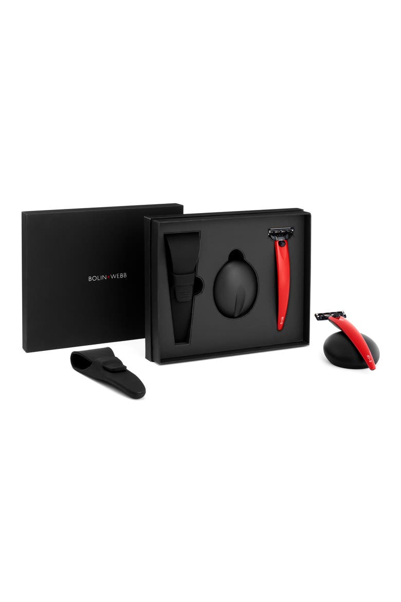 R1 Triple Razor, Razor Stand & Case Set, Alternate, color, MONZA RED