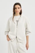 Brunello Cucinelli Cotton smooth French terry topwear with shiny zipper pull