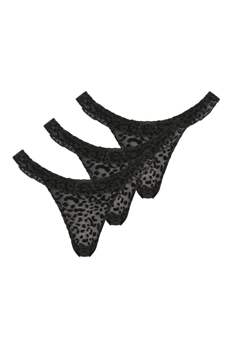 Fenna 3-Pack Mesh G-String Thongs, Alternate, color, CAVIAR