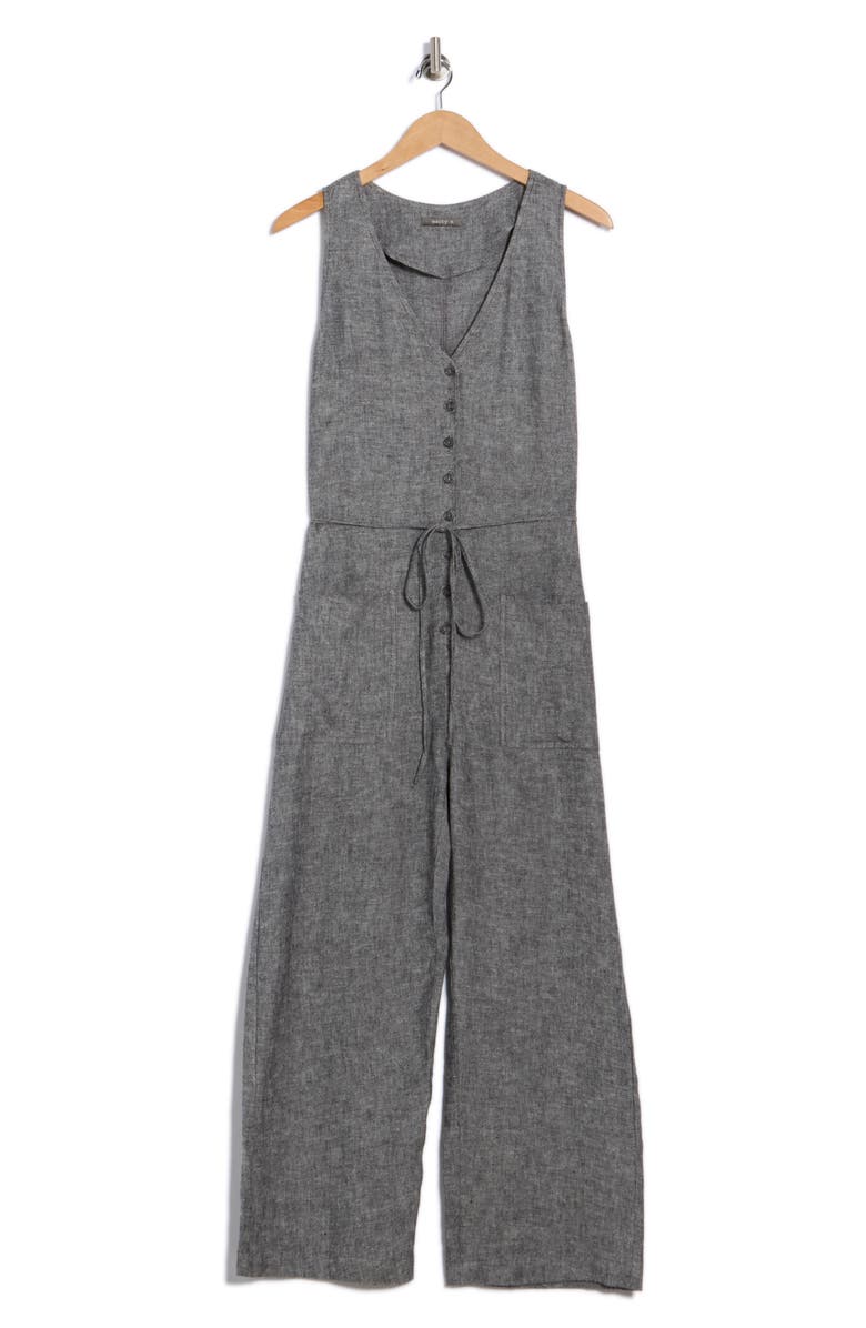 matty m. Linen Blend Jumpsuit, Alternate, color, Black