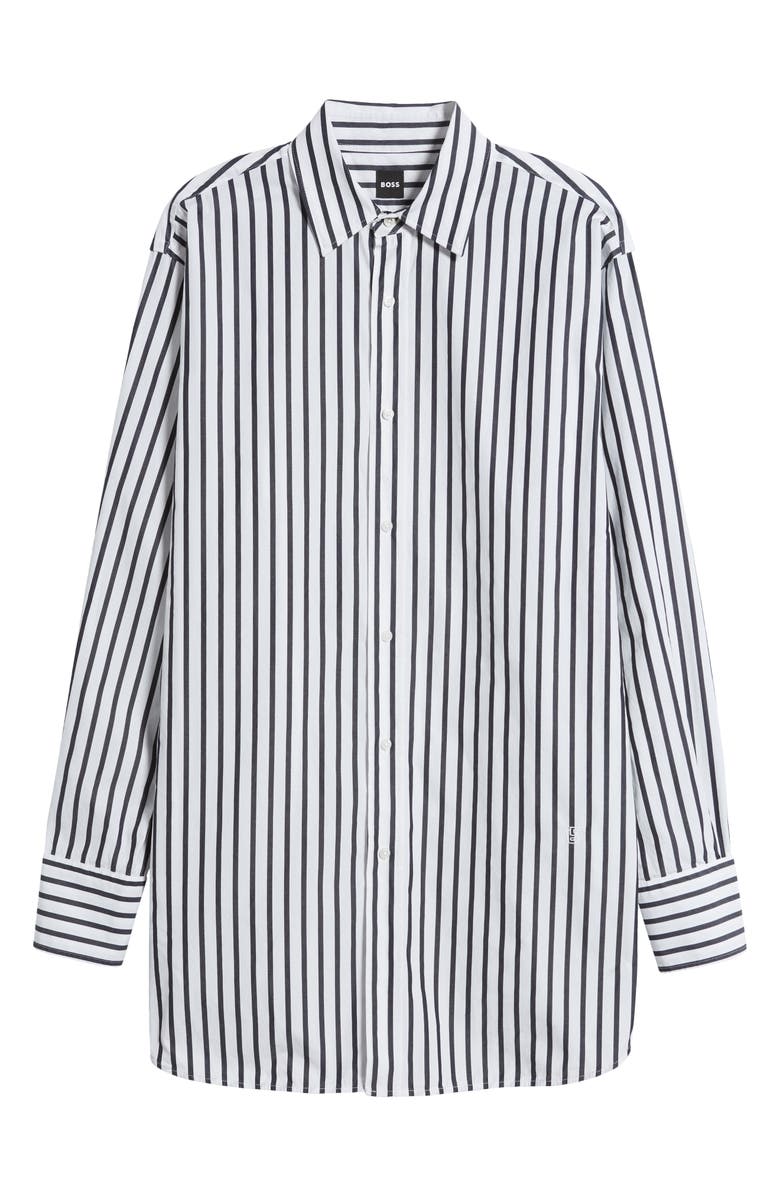 BOSS Berry Saturday Stripe Cotton Button-Up Shirt, Alternate, color, Wht
