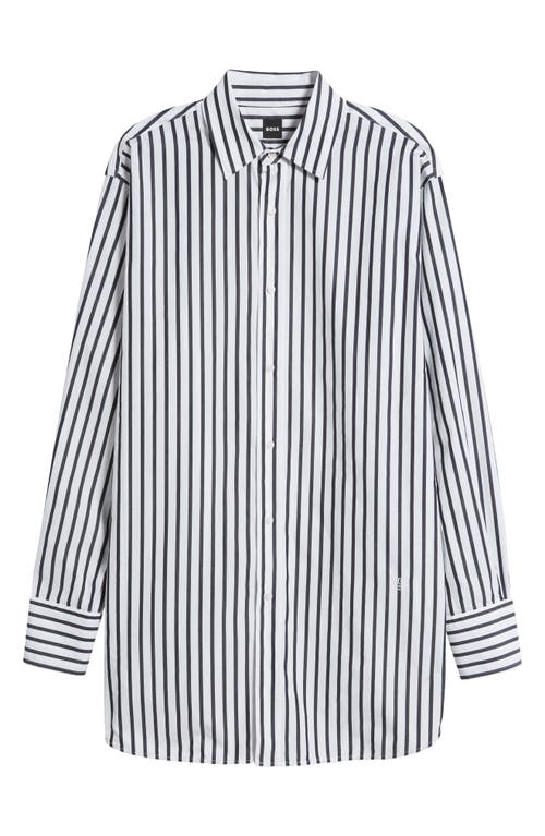 Hugo Boss Boss Berry Saturday Stripe Cotton Button-up Shirt In White