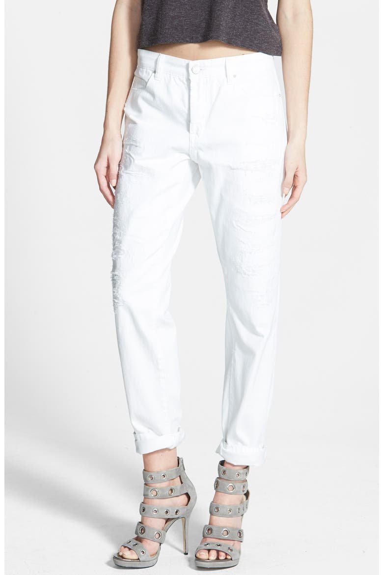 Destroyed Boyfriend Jeans, Main, color, WHITE