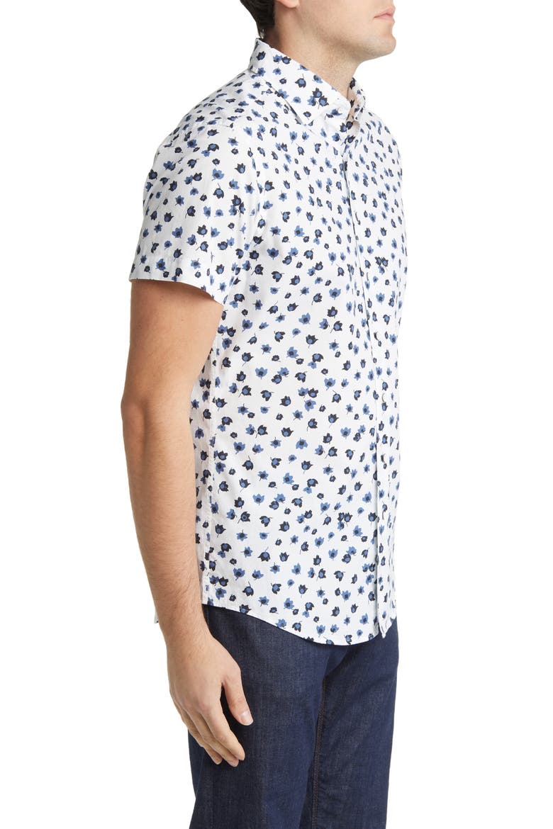 Cross Hills Floral Short Sleeve Button-Up Shirt, Alternate, color, SNOW