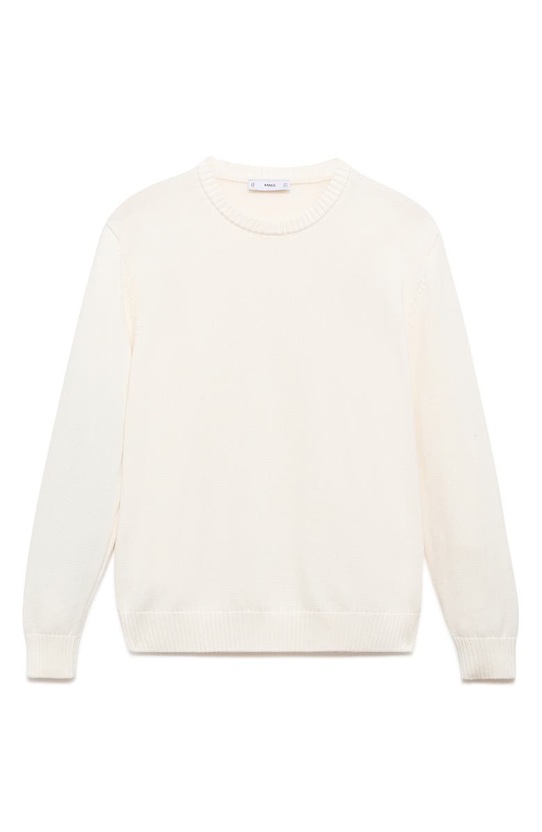MANGO Fine Rib Knit Crewneck Sweater, Alternate, color, Off White