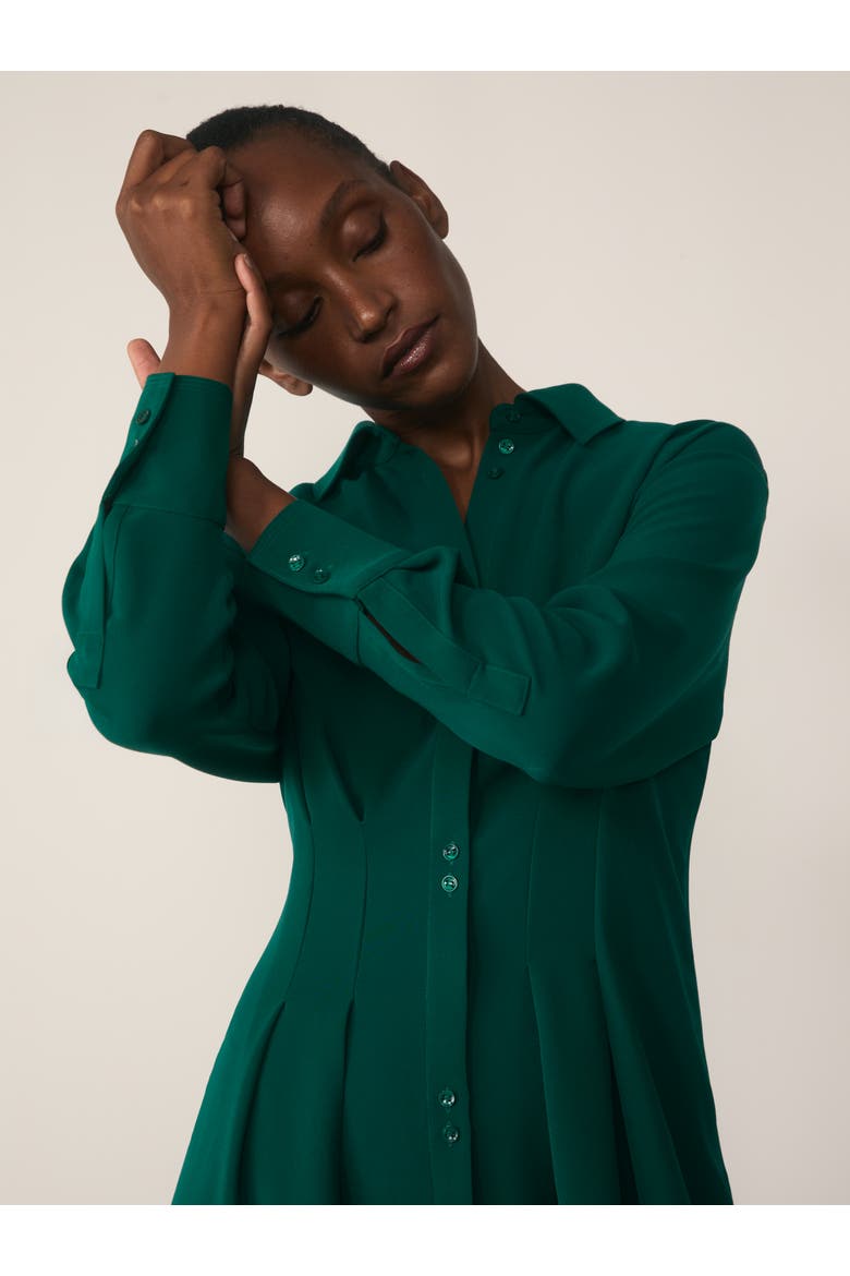 Amara Long Sleeve Collared Shirt Dress, Alternate, color, Green